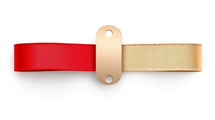 Fototapete - Elegant Red and Gold Ribbon Style Badge Isolated on White Background Suitable for Stylish Labeling Awards Certificates and Premium Branding
