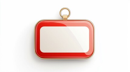 Fototapete - Elegant red and gold premium badge or label with smooth textured surface and ribbon like edges including a secure loop for professional branding labeling or certification purposes