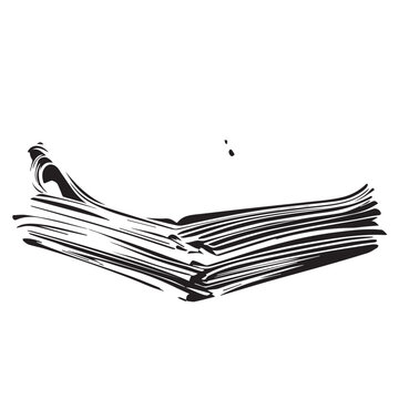 Newspaper In cartoon, hand-drawn flat style. image for social media, websites and UI. Isolated 2D vector design in logo, icon, sketch style, simple line vector, single color. AI Generative Art.