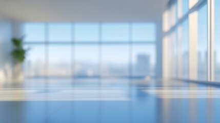 Aufkleber - A large open room with a window and a potted plant
