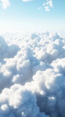 Poster - The sky is filled with fluffy white clouds, creating a serene