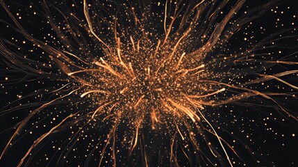Poster - Colorful explosion representing the expansion of life with interconnected lines, dots, and wave flow, visualizing quantum technology in an abstract graphic design with motion burst