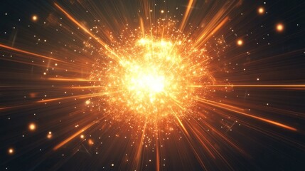 Poster - Colorful explosion representing the expansion of life with interconnected lines, dots, and wave flow, visualizing quantum technology in an abstract graphic design with motion burst