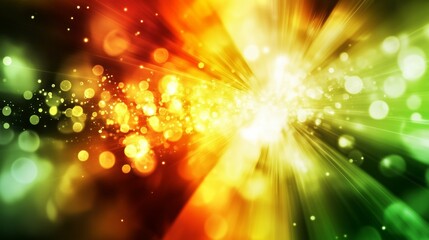 Poster - Colorful explosion representing the expansion of life with interconnected lines, dots, and wave flow, visualizing quantum technology in an abstract graphic design with motion burst
