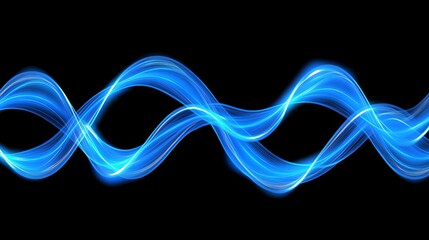 Aufkleber - Abstract light blue twirl effect with glowing electric neon lights and blurred curved lines, creating a dynamic and magical background with flowing blue neon curves and light effects