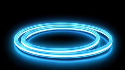 Aufkleber - Abstract light blue twirl effect with glowing electric neon lights and blurred curved lines, creating a dynamic and magical background with flowing blue neon curves and light effects