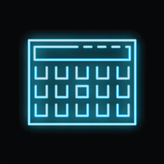 Poster - Blue neon calculator glowing on black background