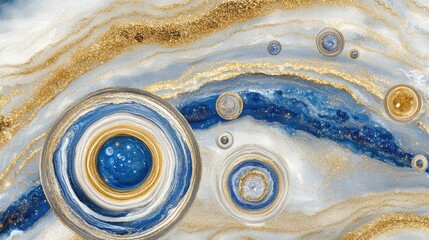 Poster - Abstract Galaxy with Blue and Gold Elements