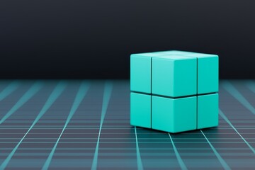 Aufkleber - An abstract quantum computer concept. A futuristic CPU. Quantum processors in global networks. A 3D rendering of the system.