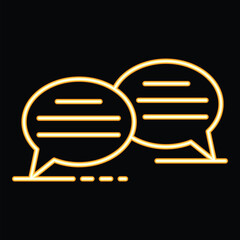 Poster - Neon speech bubbles showing communication on black background