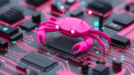 Aufkleber - concept of quantum computing chips glowing with energy in a dark, futuristic environment