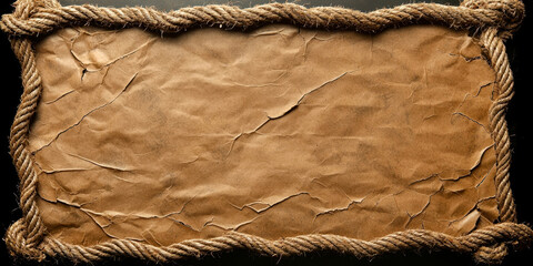 Poster - A brown sign with a rope border