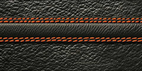 Poster - A black leather item with orange stitching