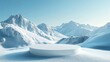 © didar - snowy background showroom. Winter landscape with snow drifts and product podium scene