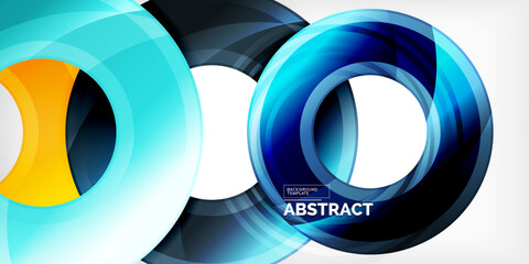 Poster - Bright colorful circles with light effects. Abstract background