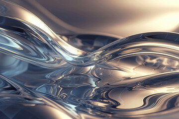 Poster - A close-up image of smooth and glossy liquid creates a soothing wave-like pattern, reflecting light beautifully, showcasing the elegance of fluidity for the graphic resources industry.