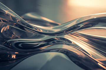 Poster - A close-up image of smooth, transparent liquid creates flowing waves, reflecting light beautifully, showcasing the elegance of fluidity for the graphic resources industry.