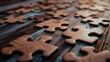 © Randu - Wooden Puzzle Pieces Scattered on a Rustic Wooden Table