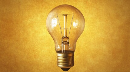 Poster - A light bulb is lit up in a room with a gold wall