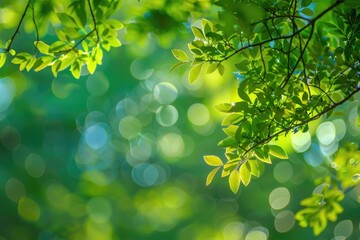 Wall Mural - green bokeh background with blurred trees perfect for design.