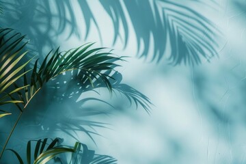 Poster - Abstract palm leaf shadow background for product presentation in spring summer.