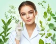 © UraiwanT - Cosmetic Scientist Analyzing Plant Extracts for Skincare, focused on formulations, meticulous examination of ingredients, dedicated to developing innovative beauty solutions.