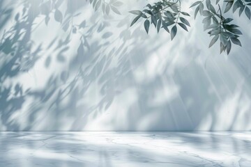 Wall Mural - minimalistic light background with blurred foliage shadow for presentations.