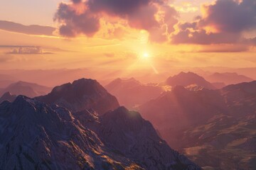 Wall Mural - mountains during sunset. beautiful natural landscape in the summer time