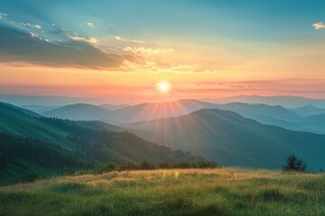 Wall Mural - mountains during sunset. beautiful natural landscape in the summer time