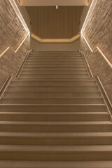 Poster - interior of white staircase with lighting in building