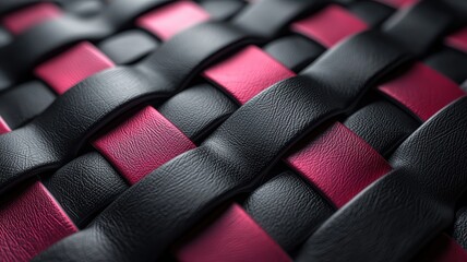 Wall Mural - explore the vibrant fusion of geometric leather patterns enhanced with neon pink luminescence
