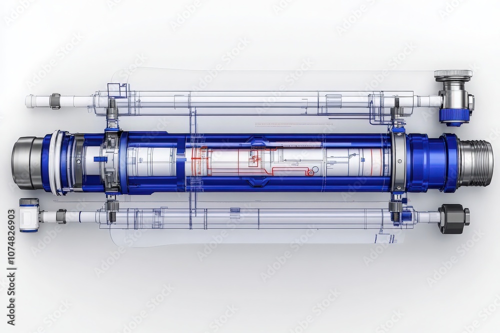 This diagnostic tool features a cylindrical design with transparent sections, showcasing internal mechanisms and connections. Its intended for accurate measurement and analysis in various settings.