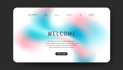 Wall Mural - Abstract wave futuristic design of landing page. retro gradient mesh website design