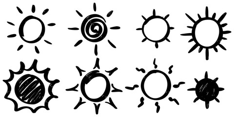 Wall Mural - doodle sketch style of sun cartoon hand drawn illustration for concept design.