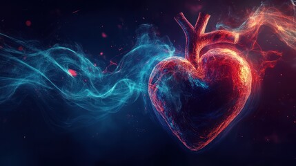 Wall Mural - heart anatomy in red and blue