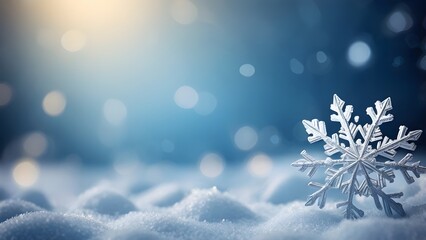 Wall Mural - Tranquil Winter Snowflake Background with Soft Bokeh Lights