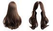 © OGGYA - middle parted long hair style wigs in brown color. front and back. Beautiful women's wigs. transparent background