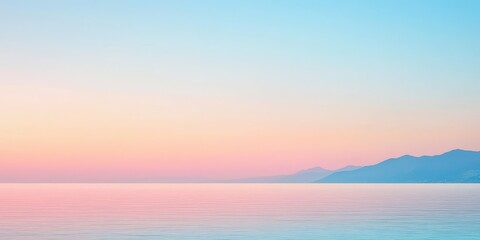 Wall Mural - A serene coastal view at sunrise showcasing pastel colors in the sky and calm waters.