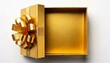 © Kristina - Gold gift box with an open lid, decorated with a gold ribbon