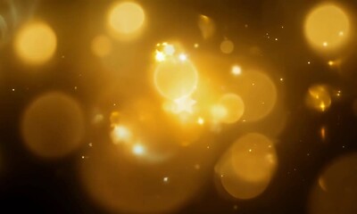 Wall Mural - yellow blurred lights and sparkling particles create a glowing, magical 4k background. perfect for f