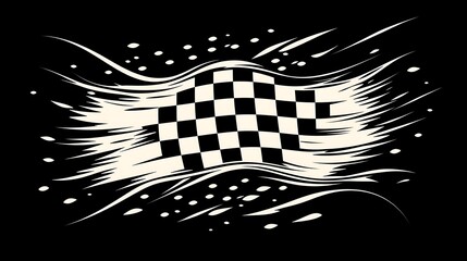 Poster - Checkered flag with motion blur effect.
