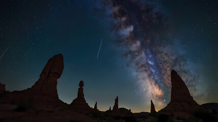  Night Sky Rock Spires