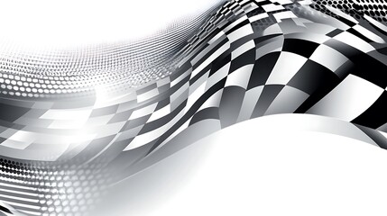 Aufkleber - Abstract checkered flag with wave design.