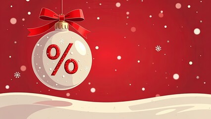 Wall Mural - a discount tag percent off. a percent tag written on the christmas tree bauble, christmas sale conce