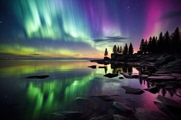 Wall Mural - Colorful aurora light landscape outdoors nature.