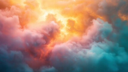 Poster - Abstract background with multi-colored clouds and nebulae. Diversity and peace