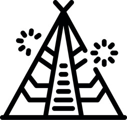 Poster - Traditional teepee tent with fireworks celebrating outdoors native american culture and history
