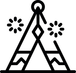 Poster - wigwam with fireworks exploding during a celebration, symbolizing native american traditions and fes