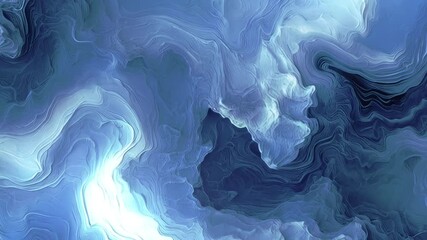 Poster - Digital animation in shades of blue using smooth, layered waves and soft lines to create a sense of depth and movement