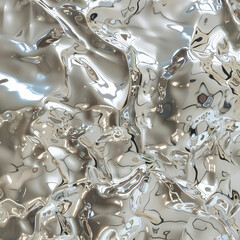Poster - A reflective metallic surface creating a mesmerizing wavy texture, showcasing light and shadows for contemporary art and design applications.